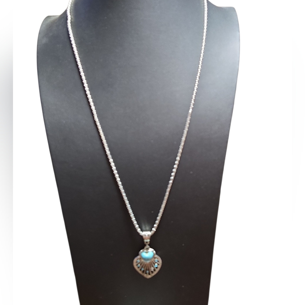 Recovered Southwest Indian-Inspired Turquoise Heart Necklace and Earrings Set